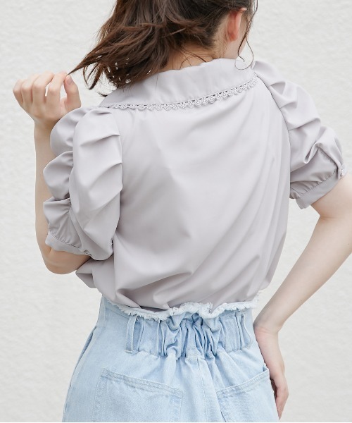 OLIVE des OLIVE（オリーブデオリーブ）の「【WEB限定】ボウタイ衿レース5分袖ブラウス（シャツ/ブラウス・レディース・オフホワイト/インディゴブルー/アイボリー・FREE）」の11枚目の写真
