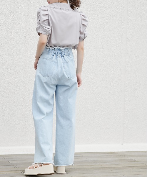 OLIVE des OLIVE（オリーブデオリーブ）の「【WEB限定】ボウタイ衿レース5分袖ブラウス（シャツ/ブラウス・レディース・オフホワイト/インディゴブルー/アイボリー・FREE）」の14枚目の写真