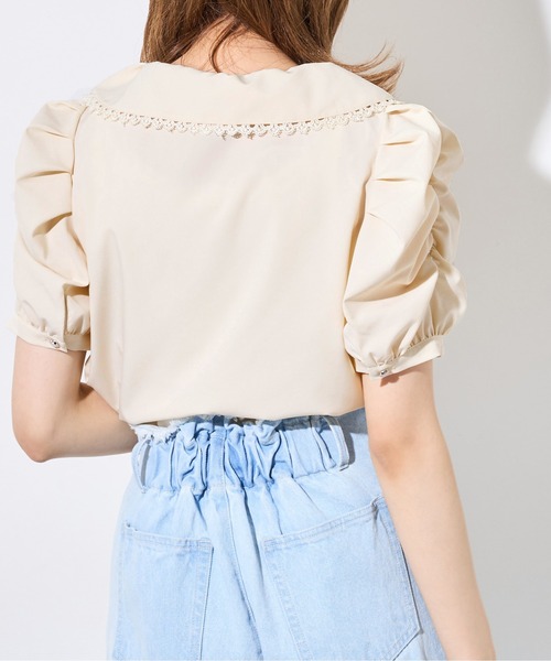 OLIVE des OLIVE（オリーブデオリーブ）の「【WEB限定】ボウタイ衿レース5分袖ブラウス（シャツ/ブラウス・レディース・オフホワイト/インディゴブルー/アイボリー・FREE）」の17枚目の写真