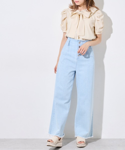 OLIVE des OLIVE（オリーブデオリーブ）の「【WEB限定】ボウタイ衿レース5分袖ブラウス（シャツ/ブラウス・レディース・オフホワイト/インディゴブルー/アイボリー・FREE）」の20枚目の写真