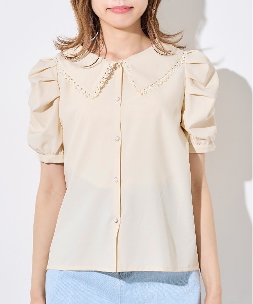 OLIVE des OLIVE（オリーブデオリーブ）の「【WEB限定】ボウタイ衿レース5分袖ブラウス（シャツ/ブラウス・レディース・オフホワイト/インディゴブルー/アイボリー・FREE）」の22枚目の写真