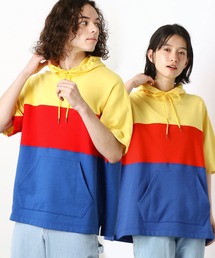 Purple&Yellow（パープルアンドイエロー）の「カラーブロックワイド半袖プルオーバーパーカ（パーカー・メンズ）」