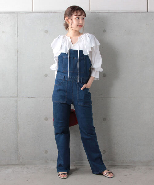 fredy repit(フレディレピ)の「デニムスリムサロペット(サロペット/オーバーオール・レディース・インディゴブルー/ブラック・36/38)」の13枚目の写真