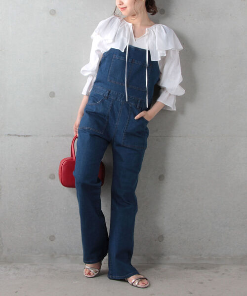 fredy repit(フレディレピ)の「デニムスリムサロペット(サロペット/オーバーオール・レディース・インディゴブルー/ブラック・36/38)」の7枚目の写真