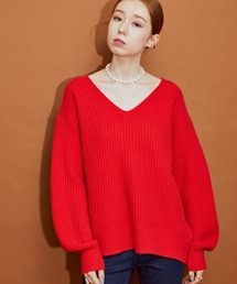 MADEMOISELLE ROPE' | 【一部WEB限定】<カシミヤ混>畦Vネックニットプルオーバー(ニット/セーター)