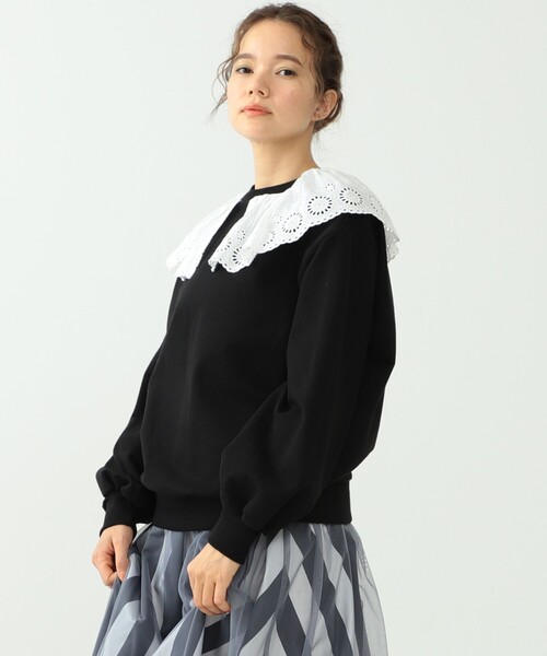 CAROLINA GLASER(カロリナ グレイサー)の「CAROLINA GLASER / レース襟 裏毛プルオーバー(スウェット・レディース・ホワイト/ブラック・ONE SIZE)」の15枚目の写真