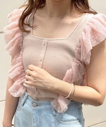 【apres jour clair】チュールリブニットトップス【ZOZOTOWN限定アイテム】