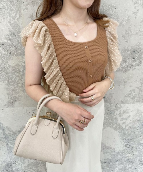 apres jour clair(アプレジュールクレア)の「【apres jour clair】チュールリブニットトップス【ZOZOTOWN限定アイテム】(ニット/セーター・レディース・ピンクベージュ/アイボリー/モカ・フリー/X-LARGE)」の4枚目の写真