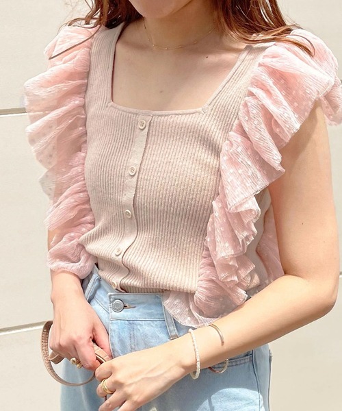 apres jour clair(アプレジュールクレア)の「【apres jour clair】チュールリブニットトップス【ZOZOTOWN限定アイテム】(ニット/セーター・レディース・ピンクベージュ/アイボリー/モカ・フリー/X-LARGE)」の15枚目の写真