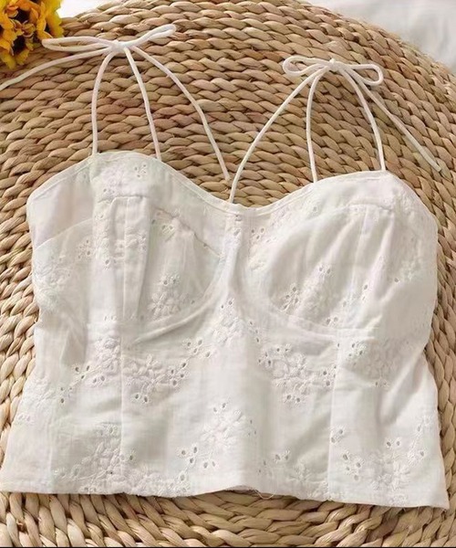 SPIGA（スピーガ）の「ショルダーリボンバスト切替レースキャミ（タンクトップ・レディース・ホワイト・FREE）」の3枚目の写真