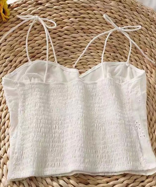SPIGA（スピーガ）の「ショルダーリボンバスト切替レースキャミ（タンクトップ・レディース・ホワイト・FREE）」の4枚目の写真