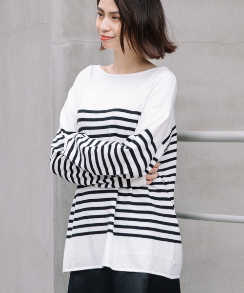 Munich（ミューニック）の「ソフトジャージボートネックプルオーバー（ニット/セーター・レディース・ブラック/ベージュ/レッド/グリーン・FREE）」の2枚目の写真