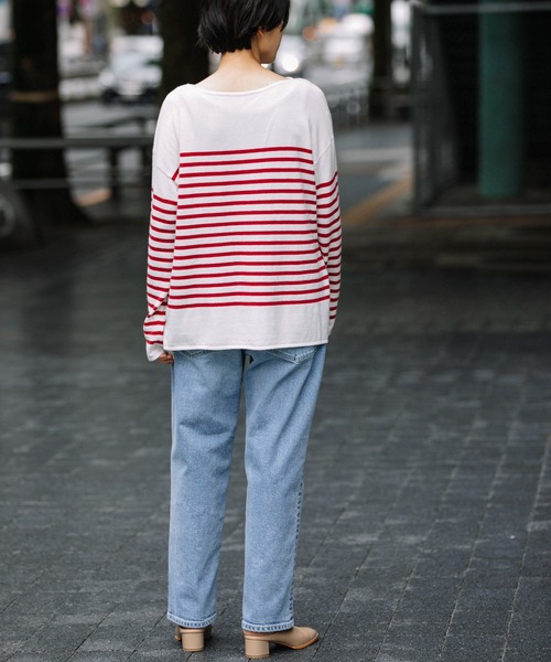 Munich（ミューニック）の「ソフトジャージボートネックプルオーバー（ニット/セーター・レディース・ブラック/ベージュ/レッド/グリーン・FREE）」の6枚目の写真