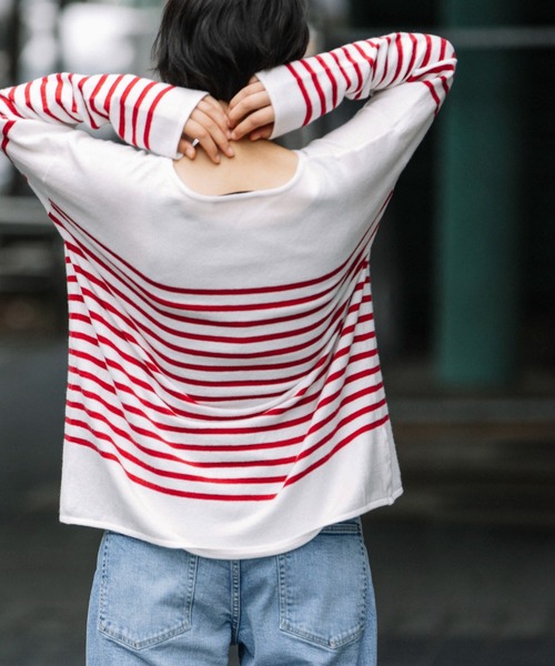 Munich（ミューニック）の「ソフトジャージボートネックプルオーバー（ニット/セーター・レディース・ブラック/ベージュ/レッド/グリーン・FREE）」の10枚目の写真