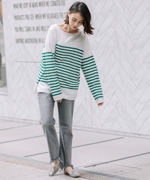 Munich（ミューニック）の「ソフトジャージボートネックプルオーバー（ニット/セーター・レディース・ブラック/ベージュ/レッド/グリーン・FREE）」の11枚目の写真