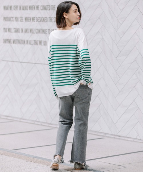 Munich（ミューニック）の「ソフトジャージボートネックプルオーバー（ニット/セーター・レディース・ブラック/ベージュ/レッド/グリーン・FREE）」の12枚目の写真