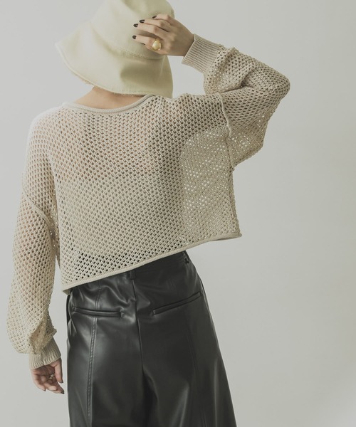 URBAN RESEARCH（アーバンリサーチ）の「メッシュニットプルオーバー（ニット/セーター・レディース・カーキ/ブラック/ベージュ系その他・FREE）」の3枚目の写真