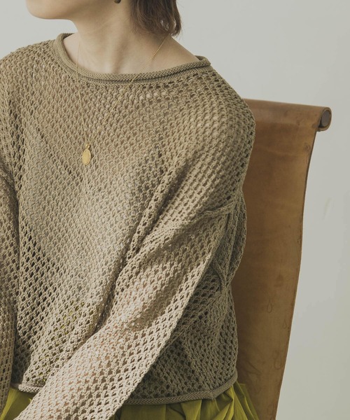 URBAN RESEARCH（アーバンリサーチ）の「メッシュニットプルオーバー（ニット/セーター・レディース・カーキ/ブラック/ベージュ系その他・FREE）」の9枚目の写真