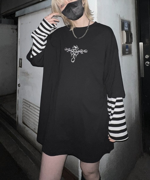 MAROCORE(マロコア)の「【MAROCORE SELECT】トライバル / ドラゴン ビッグTシャツ(Tシャツ/カットソー・メンズ・ホワイト/ブラック/ホワイト系その他/ブラック系その他/ホワイト系その他2/ブラック系その他2/グレー系その他2・M/L)」の1枚目の写真