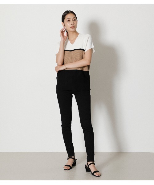 AZUL by moussy（アズールバイマウジー）の「LOOSE PANEL KNIT TOPS/ルーズパネルニットトップス（シャツワンピース・レディース・グリーン/ベージュ系その他/オフホワイト・FREE）」の10枚目の写真