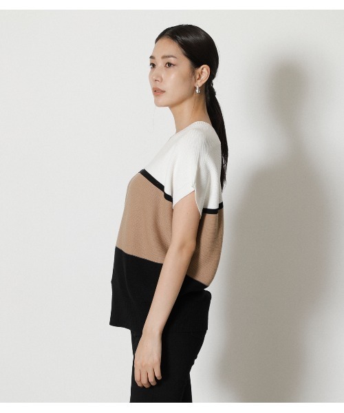 AZUL by moussy（アズールバイマウジー）の「LOOSE PANEL KNIT TOPS/ルーズパネルニットトップス（シャツワンピース・レディース・グリーン/ベージュ系その他/オフホワイト・FREE）」の14枚目の写真