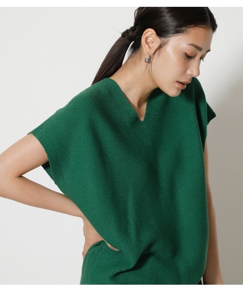 AZUL by moussy（アズールバイマウジー）の「LOOSE PANEL KNIT TOPS/ルーズパネルニットトップス（シャツワンピース・レディース・グリーン/ベージュ系その他/オフホワイト・FREE）」の11枚目の写真