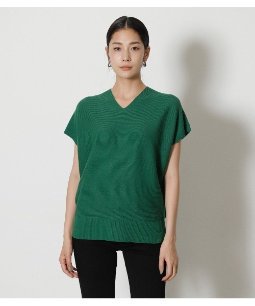 AZUL by moussy（アズールバイマウジー）の「LOOSE PANEL KNIT TOPS/ルーズパネルニットトップス（シャツワンピース・レディース・グリーン/ベージュ系その他/オフホワイト・FREE）」の15枚目の写真