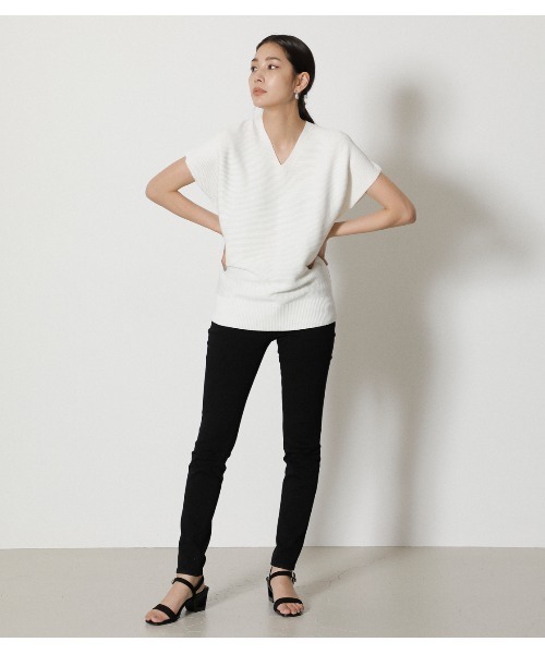 AZUL by moussy（アズールバイマウジー）の「LOOSE PANEL KNIT TOPS/ルーズパネルニットトップス（シャツワンピース・レディース・グリーン/ベージュ系その他/オフホワイト・FREE）」の16枚目の写真