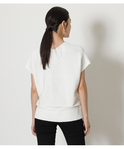 AZUL by moussy（アズールバイマウジー）の「LOOSE PANEL KNIT TOPS/ルーズパネルニットトップス（シャツワンピース・レディース・グリーン/ベージュ系その他/オフホワイト・FREE）」の9枚目の写真