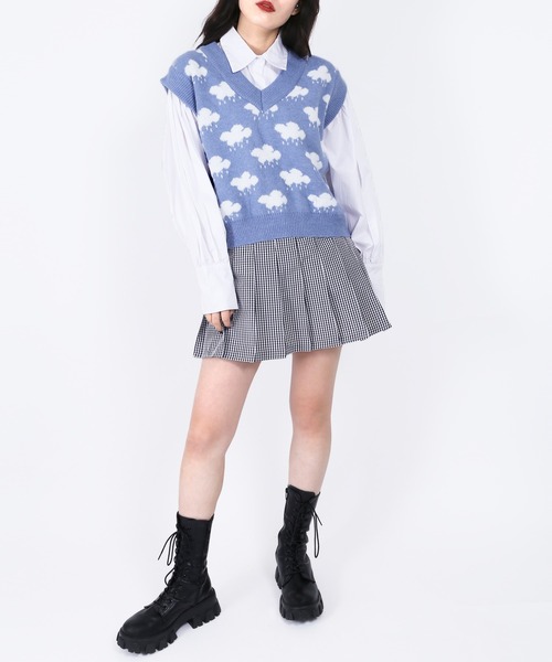 WC（ダブル シー）の「クラウド柄ニットベスト（ベスト・レディース・ブルー/グリーン/ライトパープル・FREE）」の13枚目の写真