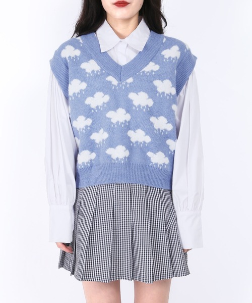WC（ダブル シー）の「クラウド柄ニットベスト（ベスト・レディース・ブルー/グリーン/ライトパープル・FREE）」の11枚目の写真