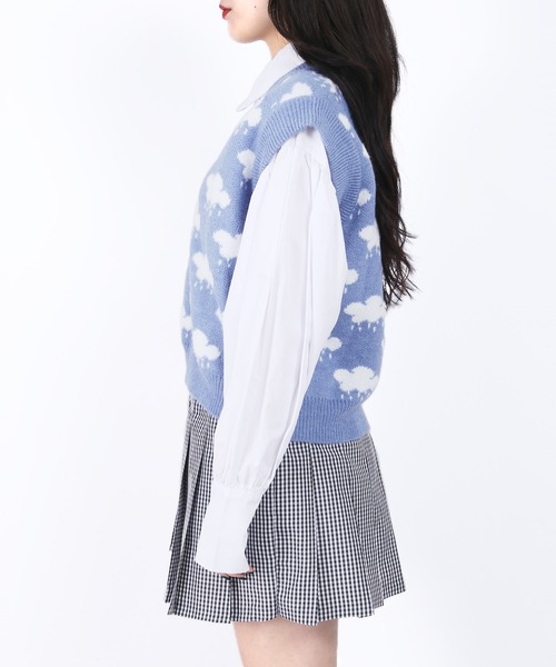 WC（ダブル シー）の「クラウド柄ニットベスト（ベスト・レディース・ブルー/グリーン/ライトパープル・FREE）」の6枚目の写真