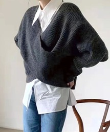 カシュクールデザインニットTOPS