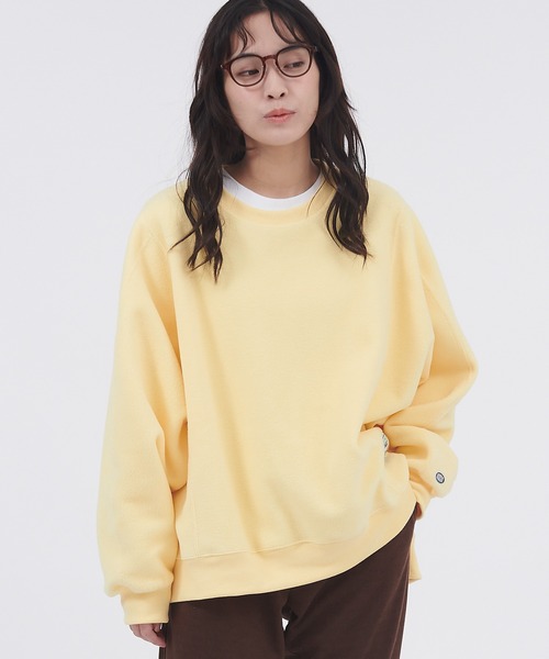 DISCUS ATHLETIC（ディスカス　アスレチック）の「DISCUS ATHLETIC/ディスカス アスレチック フリースパネル切替ビッグスウェット（スウェット・レディース・イエロー/ブラウン/チャコール/オフホワイト/オレンジ・M/L）」の4枚目の写真