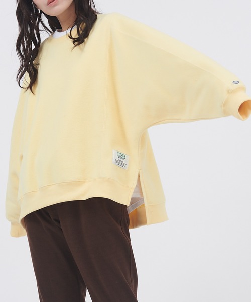 DISCUS ATHLETIC（ディスカス　アスレチック）の「DISCUS ATHLETIC/ディスカス アスレチック フリースパネル切替ビッグスウェット（スウェット・レディース・イエロー/ブラウン/チャコール/オフホワイト/オレンジ・M/L）」の10枚目の写真