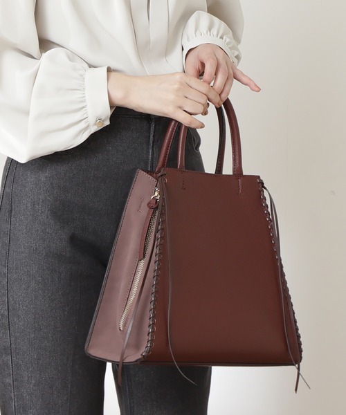 N.（N. Natural Beauty Basic）（エヌエヌナチュラルビューティーベーシック）の「かがりステッチトートバッグ（トートバッグ・レディース・ベージュ/ブラウン・ﾌﾘ-）」の2枚目の写真