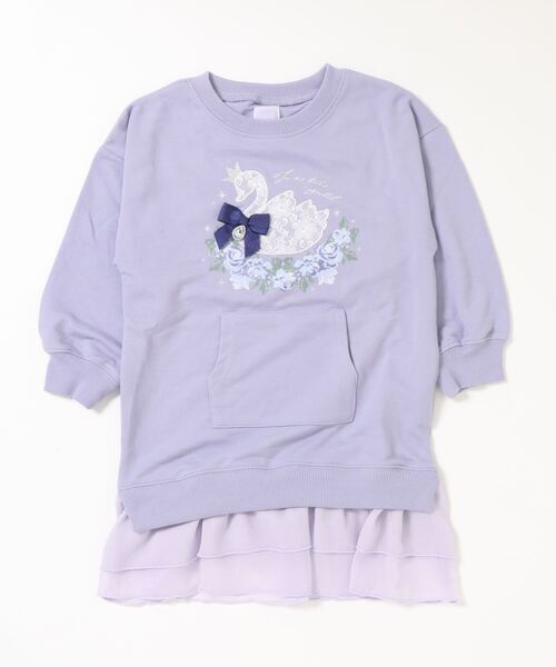 axes femme（アクシーズファム）の「スワンアップリケカットＯＰ（ワンピース・キッズ・モカ/ラベンダー・XX-LARGE/LARGE/MEDIUM/X-LARGE/SMALL）」の2枚目の写真