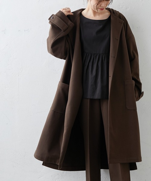 PUAL CE CIN(ピュアルセシン)の「【Du noir】ツイル起毛コート(その他アウター・レディース・チャコールグレー/ベージュ/カーキ・FREE)」の3枚目の写真