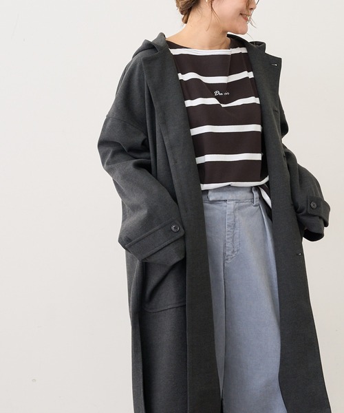 PUAL CE CIN(ピュアルセシン)の「【Du noir】ツイル起毛コート(その他アウター・レディース・チャコールグレー/ベージュ/カーキ・FREE)」の2枚目の写真