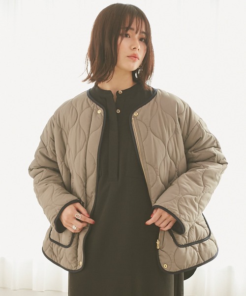INCEDE（インシード）の「リバーシブル キルティングショートコート（その他アウター・レディース・ブラック/カーキ・LL/3L/S/M/L）」の2枚目の写真