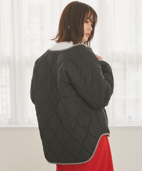 INCEDE（インシード）の「リバーシブル キルティングショートコート（その他アウター・レディース・ブラック/カーキ・LL/3L/S/M/L）」の13枚目の写真