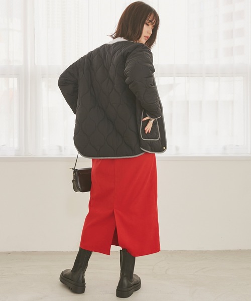INCEDE（インシード）の「リバーシブル キルティングショートコート（その他アウター・レディース・ブラック/カーキ・LL/3L/S/M/L）」の4枚目の写真