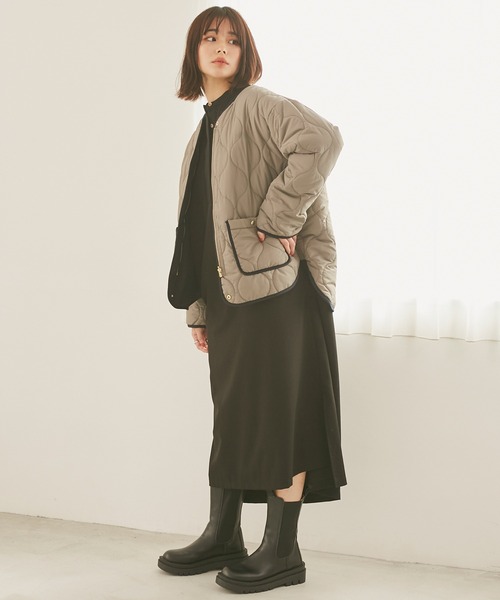 INCEDE（インシード）の「リバーシブル キルティングショートコート（その他アウター・レディース・ブラック/カーキ・LL/3L/S/M/L）」の16枚目の写真
