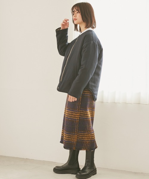 INCEDE（インシード）の「リバーシブル キルティングショートコート（その他アウター・レディース・ブラック/カーキ・LL/3L/S/M/L）」の17枚目の写真