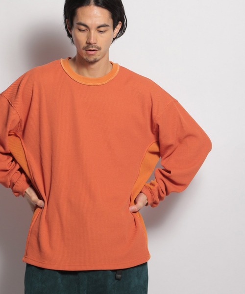 niko and...(ニコアンド)の「MVSワッフル配色プルオーバー(Tシャツ/カットソー・メンズ・グレー/オレンジ/オフホワイト/ブラウン・MEDIUM/LARGE)」の4枚目の写真