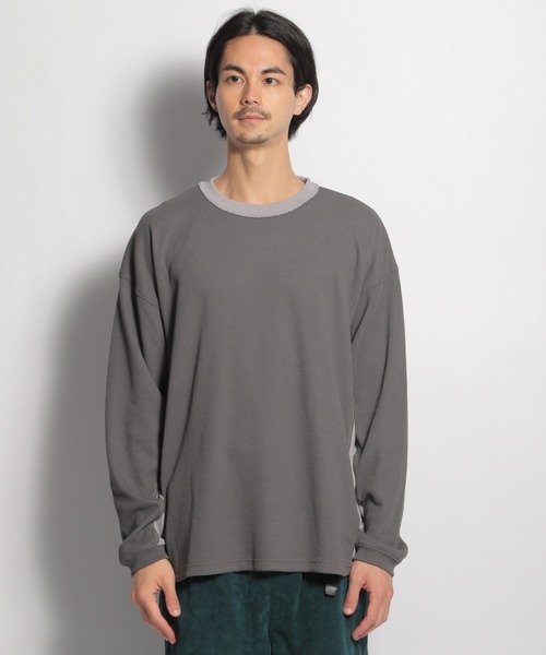 niko and...(ニコアンド)の「MVSワッフル配色プルオーバー(Tシャツ/カットソー・メンズ・グレー/オレンジ/オフホワイト/ブラウン・MEDIUM/LARGE)」の5枚目の写真