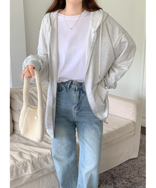 DEVICE(デバイス)の「ボリュームスリーブ シンプル オーバーサイズ スウェット フーディ パーカー(パーカー・レディース・グレー/ブラック/ベージュ・FREE)」の4枚目の写真