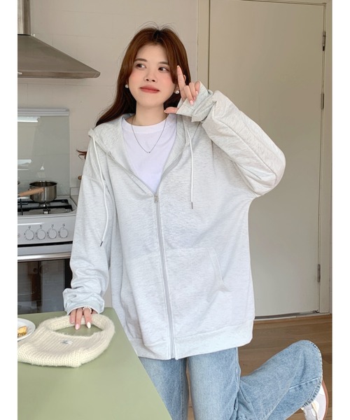 ❤︎新品❤︎MoNiLEボリューム袖パーカーブルゾン　エコレザー ギャザーフォルムブルゾン（ブルゾン）｜emmi atelier（エミ