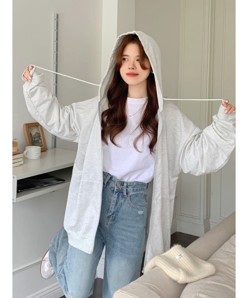 DEVICE(デバイス)の「ボリュームスリーブ シンプル オーバーサイズ スウェット フーディ パーカー(パーカー・レディース・グレー/ブラック/ベージュ・FREE)」の15枚目の写真