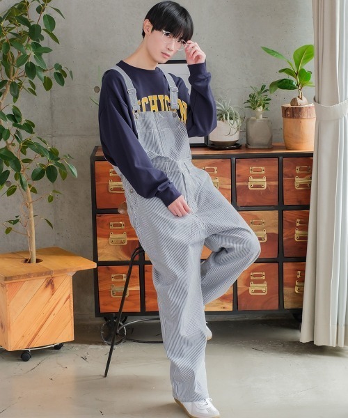 improves（インプローブス）の「10oz デニム/ツイル ワイドシルエット サロペット（サロペット/オーバーオール・メンズ・キナリ/ケミカルウォッシュ/ワンウォッシュ/ブラック/ストライプ/インディゴブルー・MEDIUM/LARGE）」の6枚目の写真